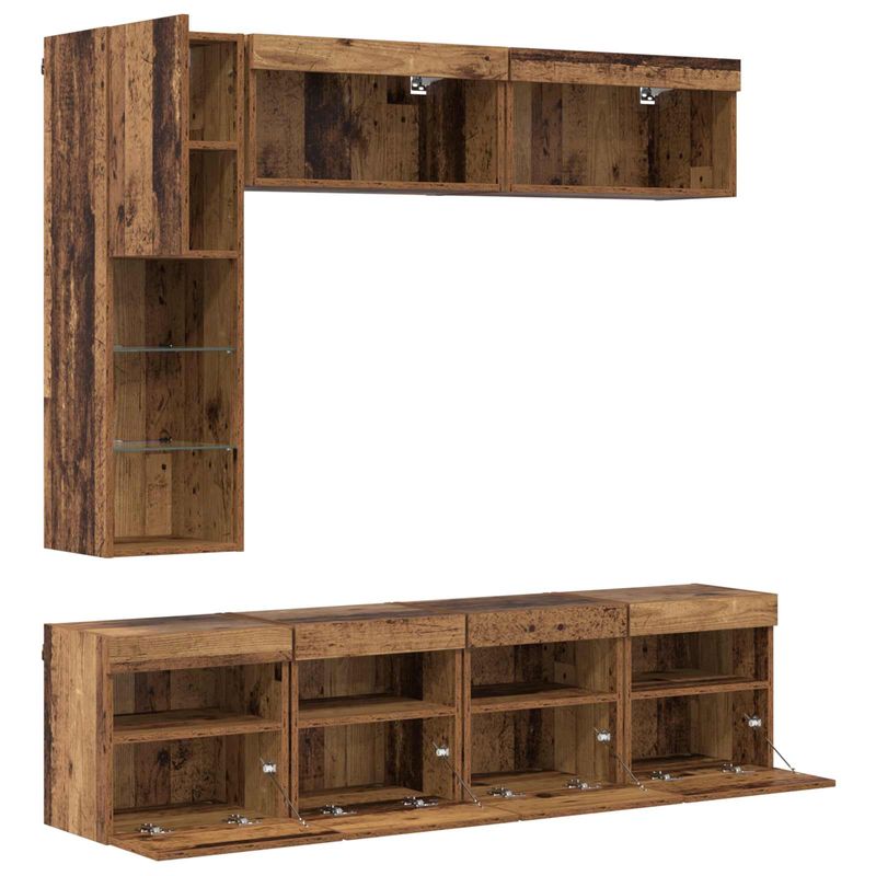 Casa si Gradina - Mobilier - Comode si corpuri - Comode - Cabinet TV Pe perete 7 pcs Lemn Vechi Lemn compozit - Infinity.ro