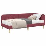 Casa si Gradina - Mobilier - Paturi si accesorii - Paturi - Cadru de pat coltar cu saltea Rosu Vin 100 x 200 cm tesatura - Infinity.ro