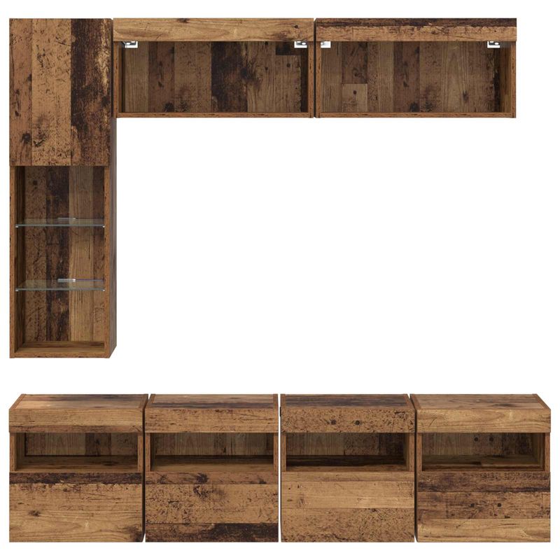 Casa si Gradina - Mobilier - Comode si corpuri - Comode - Cabinet TV Pe perete 7 pcs Lemn Vechi Lemn compozit - Infinity.ro