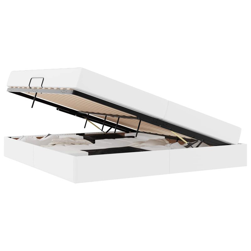 Casa si Gradina - Mobilier - Paturi si accesorii - Paturi - Pat cu saltea si spatiu de depozitare Alb 200 x 200 cm - Infinity.ro