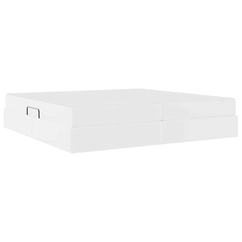 Casa si Gradina - Mobilier - Paturi si accesorii - Paturi - Pat cu saltea si spatiu de depozitare Alb 200 x 200 cm - Infinity.ro