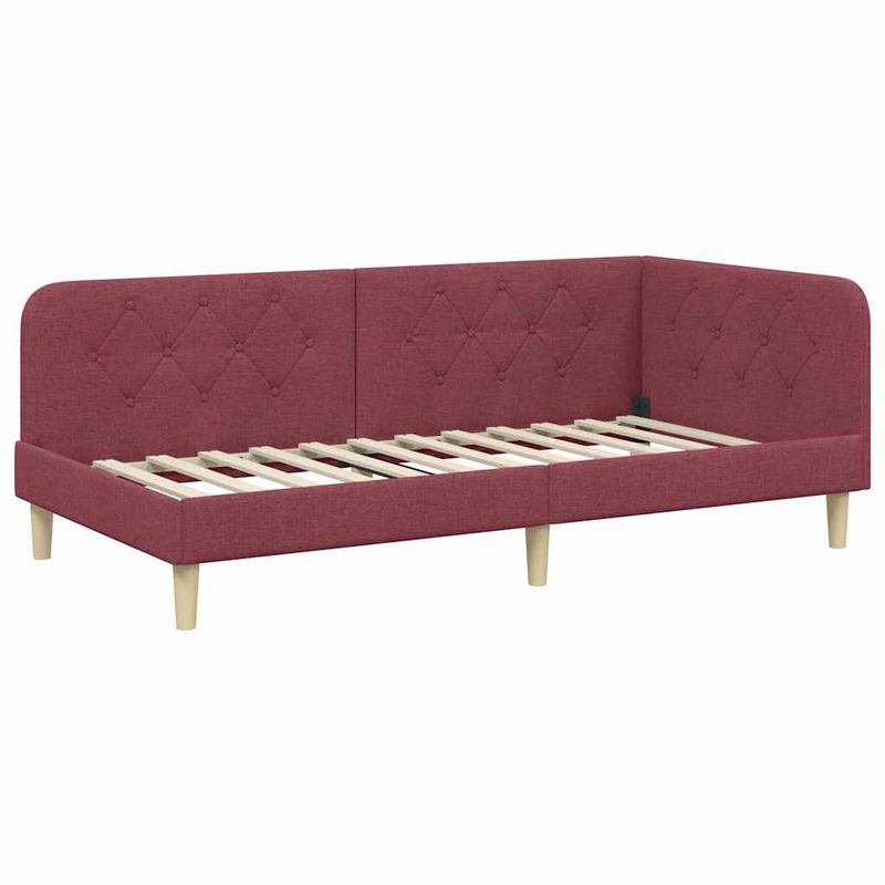 Casa si Gradina - Mobilier - Paturi si accesorii - Paturi - Cadru de pat coltar cu saltea Rosu Vin 100 x 200 cm tesatura - Infinity.ro