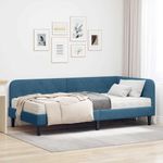 Casa si Gradina - Mobilier - Paturi si accesorii - Paturi - Cadru de pat coltar cu saltea albastru 90 x 200 cm Catifea - Infinity.ro