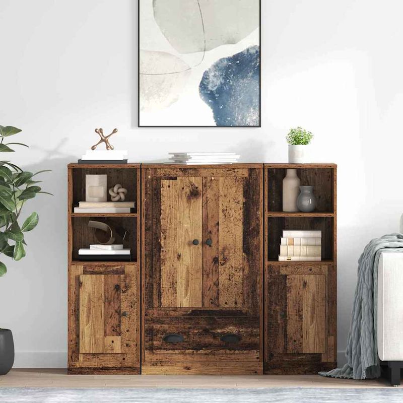 Casa si Gradina - Mobilier - Comode si corpuri - Comode - Bufet cu sertar 3 pcs Lemn Vechi Lemn compozit - Infinity.ro