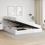 Casa si Gradina - Mobilier - Paturi si accesorii - Paturi - Pat cu saltea si spatiu de depozitare Alb 200 x 200 cm - Infinity.ro