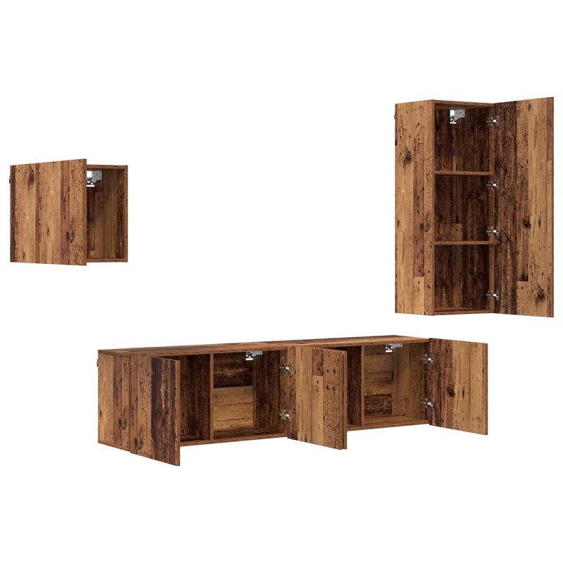 Casa si Gradina - Mobilier - Comode si corpuri - Comode - Cabinet TV Pe perete 4 pcs Lemn Vechi Lemn compozit - Infinity.ro