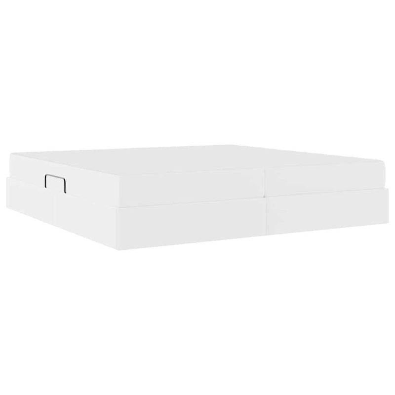 Casa si Gradina - Mobilier - Paturi si accesorii - Paturi - Pat cu saltea si spatiu de depozitare Alb 200 x 200 cm - Infinity.ro