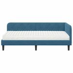 Casa si Gradina - Mobilier - Paturi si accesorii - Paturi - Cadru de pat coltar cu saltea albastru 90 x 200 cm Catifea - Infinity.ro