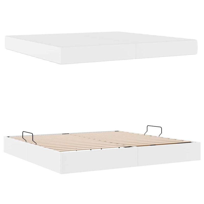 Casa si Gradina - Mobilier - Paturi si accesorii - Paturi - Pat cu saltea si spatiu de depozitare Alb 200 x 200 cm - Infinity.ro