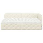 Casa si Gradina - Mobilier - Paturi si accesorii - Paturi - Cadru de pat coltar cu saltea Crem 90 x 190 cm Catifea - Infinity.ro