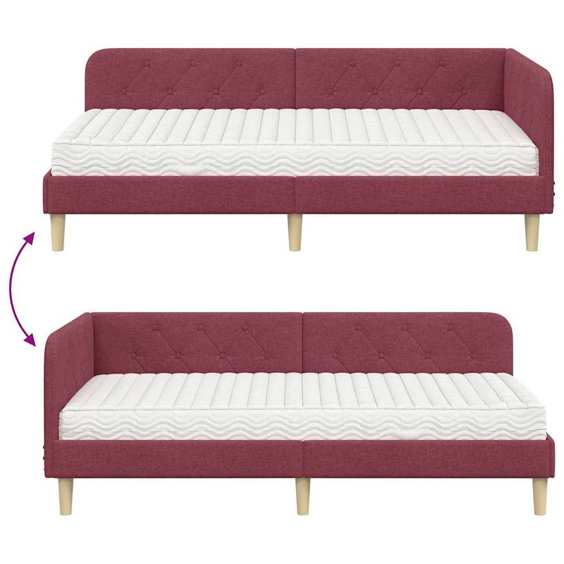 Casa si Gradina - Mobilier - Paturi si accesorii - Paturi - Cadru de pat coltar cu saltea Rosu Vin 100 x 200 cm tesatura - Infinity.ro