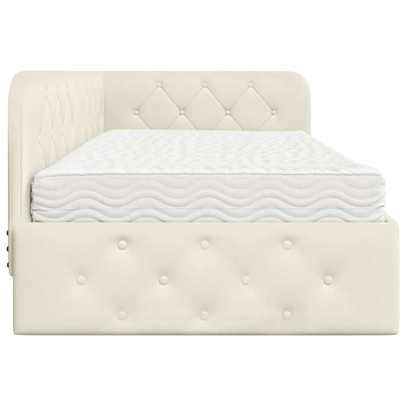 Casa si Gradina - Mobilier - Paturi si accesorii - Paturi - Cadru de pat coltar cu saltea Crem 90 x 190 cm Catifea - Infinity.ro