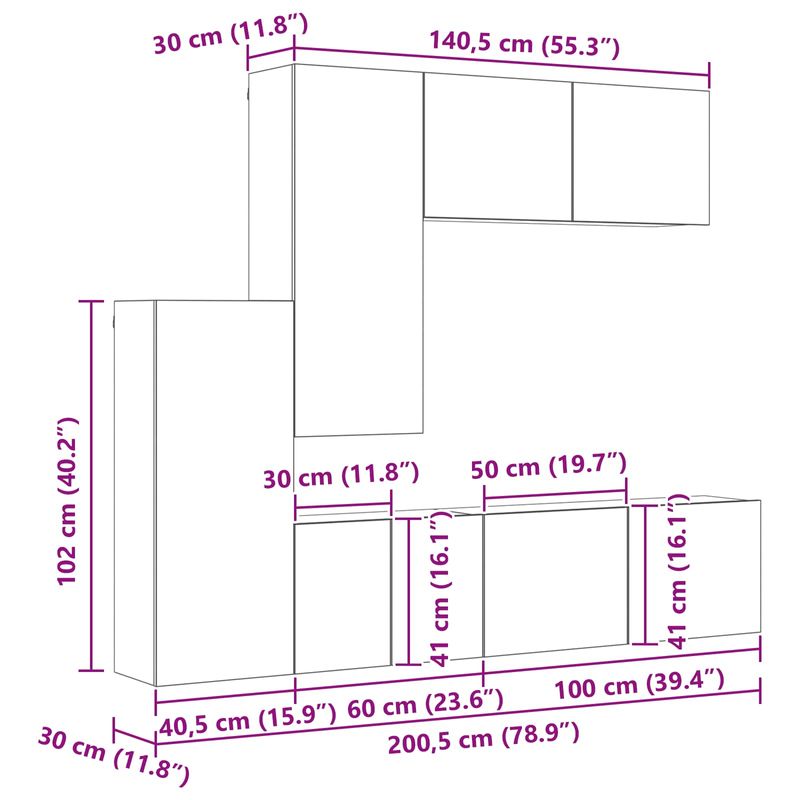 Casa si Gradina - Mobilier - Seturi de mobilier - Seturi living - Unitate TV de Perete 5 pcs Stejar Artizanal Lemn compozit - Infinity.ro