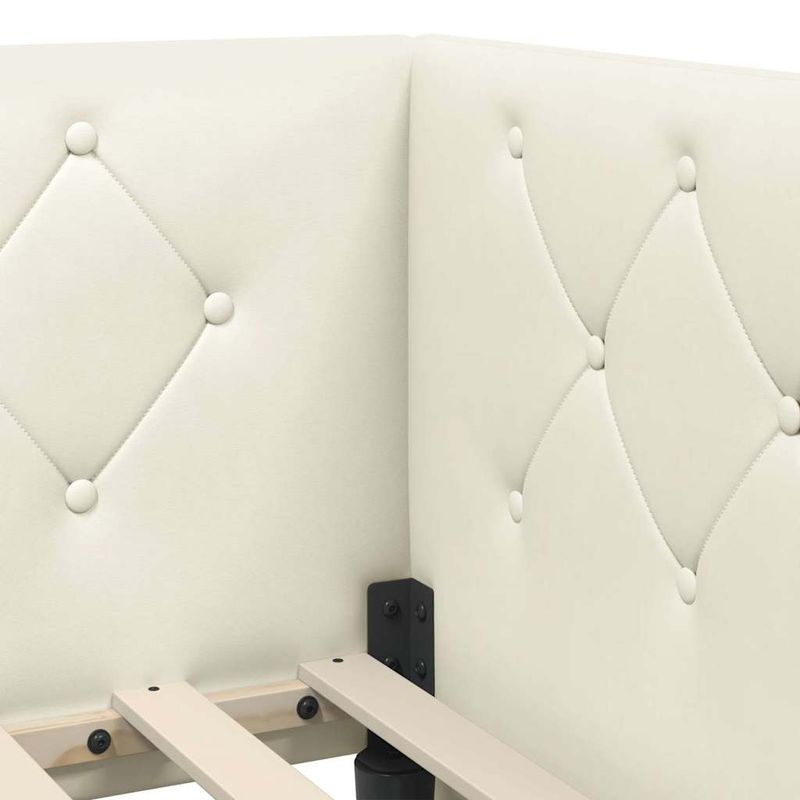 Casa si Gradina - Mobilier - Paturi si accesorii - Paturi - Cadru de pat coltar cu saltea Crem 90 x 190 cm Catifea - Infinity.ro