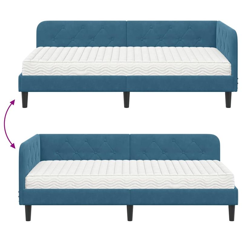 Casa si Gradina - Mobilier - Paturi si accesorii - Paturi - Cadru de pat coltar cu saltea albastru 90 x 200 cm Catifea - Infinity.ro
