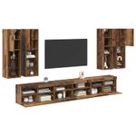 Casa si Gradina - Mobilier - Seturi de mobilier - Seturi living - Set Dulap pentru Televizor Montat pe Perete 7 pcs Lemn Vechi - Infinity.ro