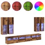Casa si Gradina - Mobilier - Seturi de mobilier - Seturi living - Set Dulap pentru Televizor Montat pe Perete 7 pcs Lemn Vechi - Infinity.ro