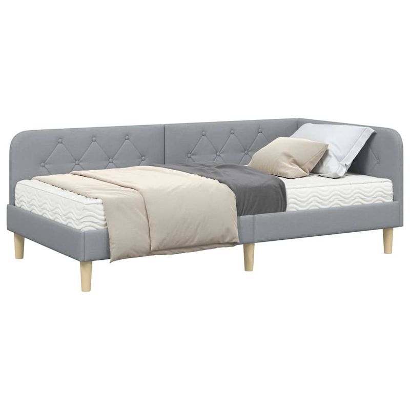Casa si Gradina - Mobilier - Paturi si accesorii - Paturi - Cadru de pat coltar cu saltea Gri deschis 100 x 200 cm tesatura - Infinity.ro