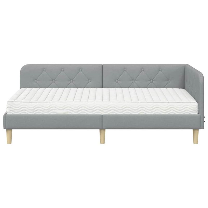 Casa si Gradina - Mobilier - Paturi si accesorii - Paturi - Cadru de pat coltar cu saltea Gri deschis 100 x 200 cm tesatura - Infinity.ro
