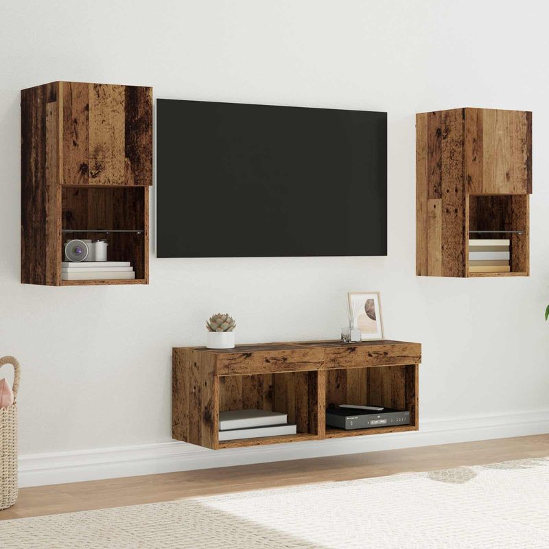 Casa si Gradina - Mobilier - Comode si corpuri - Comode - Dulapuri pentru TV Pe perete 4 pcs Lemn Vechi 30,5 x 30 x 60 cm - Infinity.ro