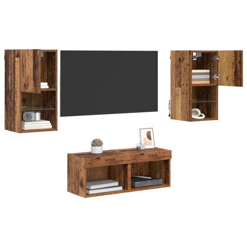 Casa si Gradina - Mobilier - Comode si corpuri - Comode - Dulapuri pentru TV Pe perete 4 pcs Lemn Vechi 30,5 x 30 x 60 cm - Infinity.ro