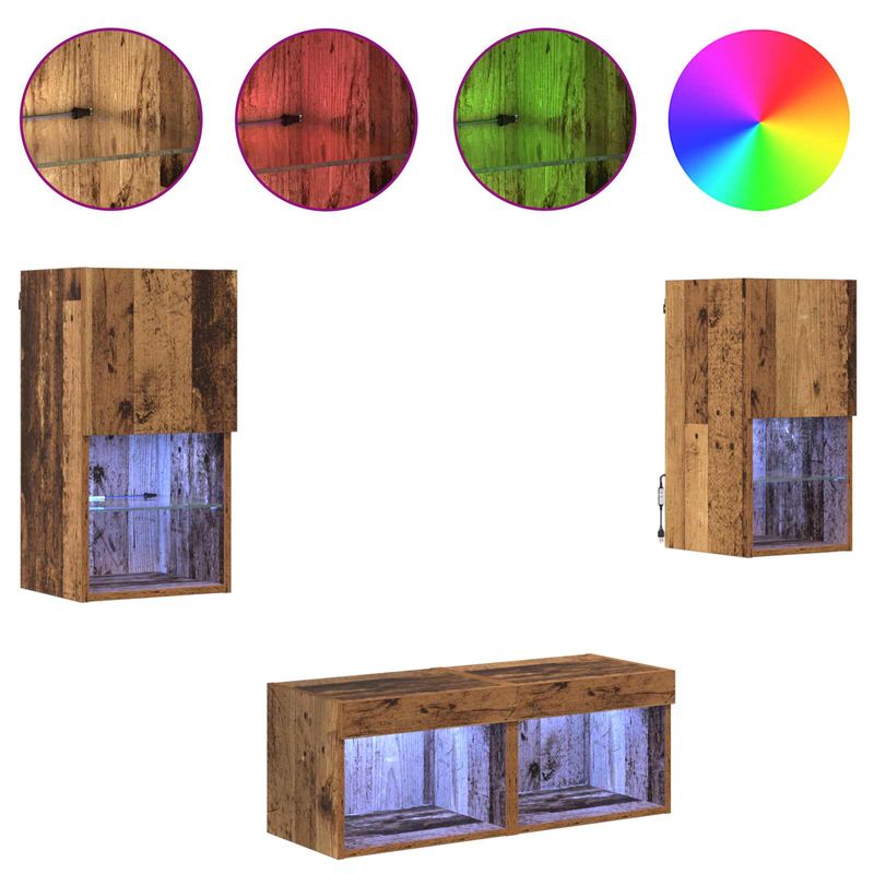 Casa si Gradina - Mobilier - Comode si corpuri - Comode - Dulapuri pentru TV Pe perete 4 pcs Lemn Vechi 30,5 x 30 x 60 cm - Infinity.ro