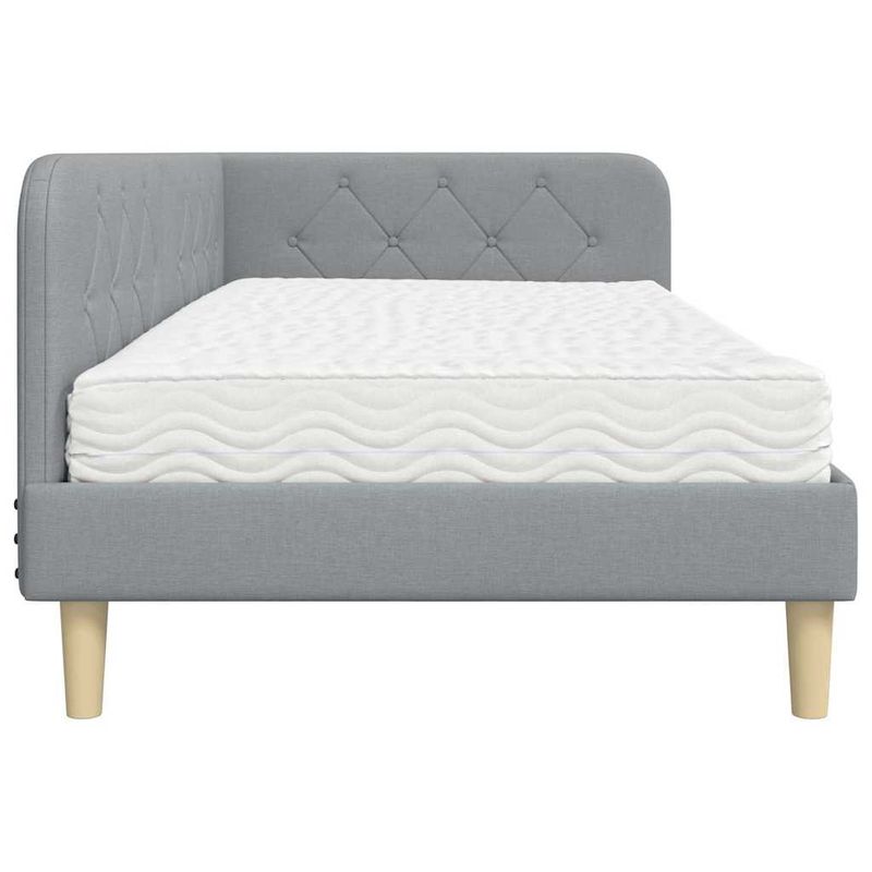 Casa si Gradina - Mobilier - Paturi si accesorii - Paturi - Cadru de pat coltar cu saltea Gri deschis 100 x 200 cm tesatura - Infinity.ro