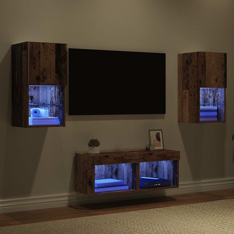 Casa si Gradina - Mobilier - Comode si corpuri - Comode - Dulapuri pentru TV Pe perete 4 pcs Lemn Vechi 30,5 x 30 x 60 cm - Infinity.ro