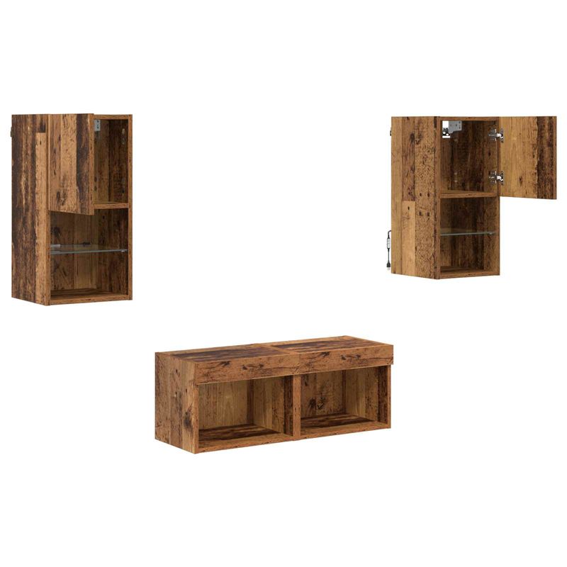 Casa si Gradina - Mobilier - Comode si corpuri - Comode - Dulapuri pentru TV Pe perete 4 pcs Lemn Vechi 30,5 x 30 x 60 cm - Infinity.ro