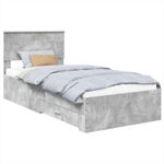 Casa si Gradina - Mobilier - Paturi si accesorii - Paturi - Cadru de pat Gri beton si argintiu 75 x 190 cm Lemn compozit - Infinity.ro