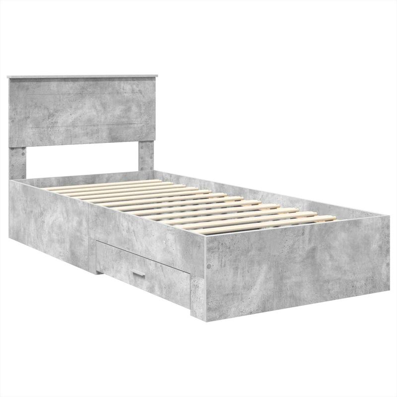 Casa si Gradina - Mobilier - Paturi si accesorii - Paturi - Cadru de pat Gri beton si argintiu 75 x 190 cm Lemn compozit - Infinity.ro