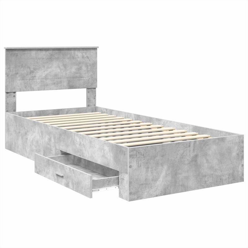 Casa si Gradina - Mobilier - Paturi si accesorii - Paturi - Cadru de pat Gri beton si argintiu 75 x 190 cm Lemn compozit - Infinity.ro