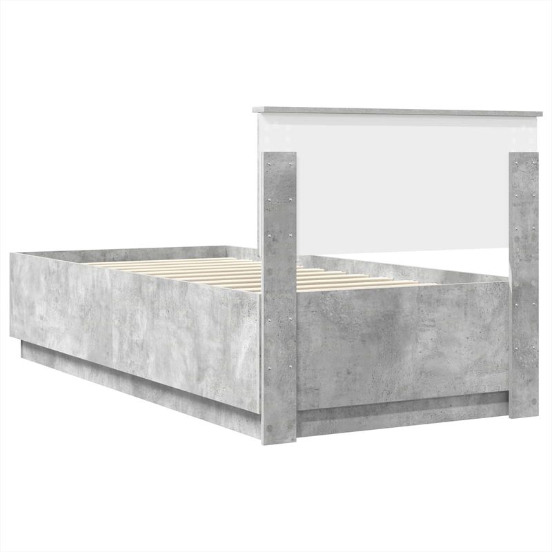 Casa si Gradina - Mobilier - Paturi si accesorii - Paturi - Cadru de pat Gri beton si argintiu 75 x 190 cm Lemn compozit - Infinity.ro