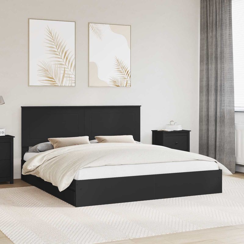 Casa si Gradina - Mobilier - Paturi si accesorii - Paturi - Cadru de pat cu sertar Manual Negru 180 x 200 cm Lemn compozit - Infinity.ro