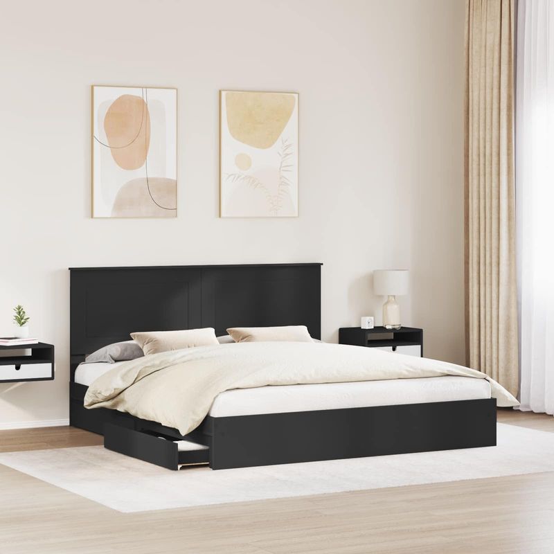 Casa si Gradina - Mobilier - Paturi si accesorii - Paturi - Cadru de pat cu sertar Manual Negru 180 x 200 cm Lemn compozit - Infinity.ro