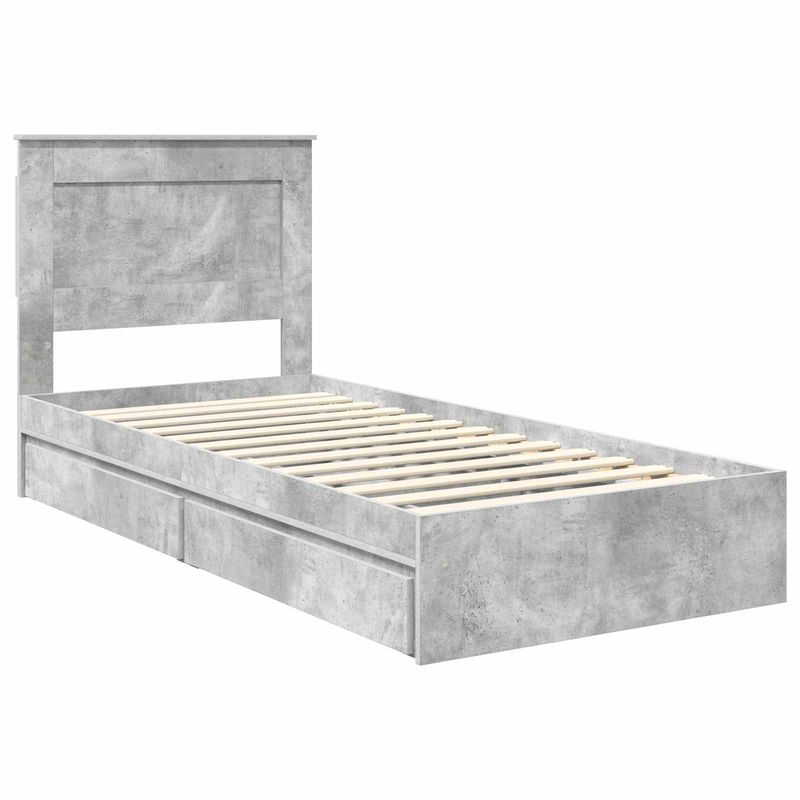Casa si Gradina - Mobilier - Paturi si accesorii - Paturi - Pat cu storage Gri din beton 75 x 190 cm Lemn compozit - Infinity.ro