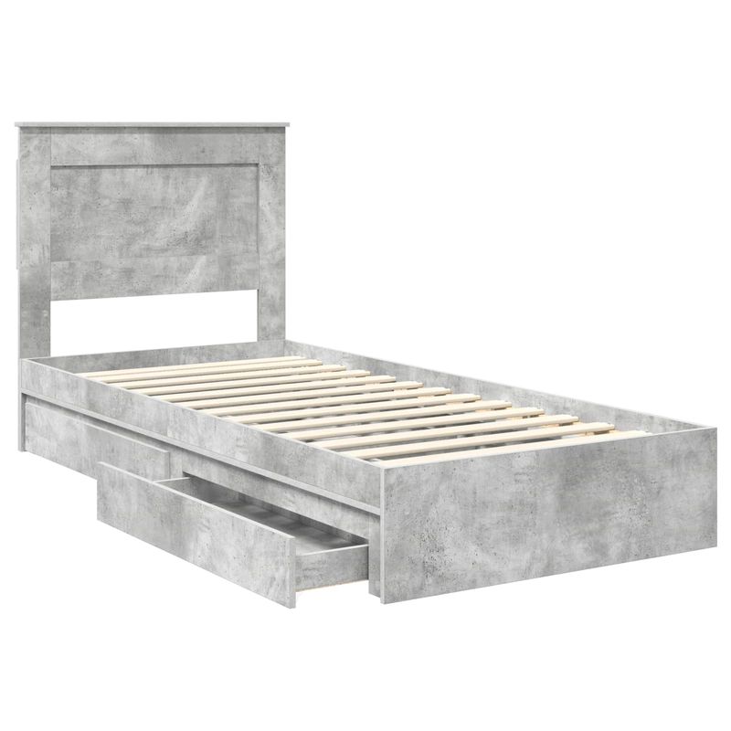 Casa si Gradina - Mobilier - Paturi si accesorii - Paturi - Pat cu storage Gri din beton 75 x 190 cm Lemn compozit - Infinity.ro