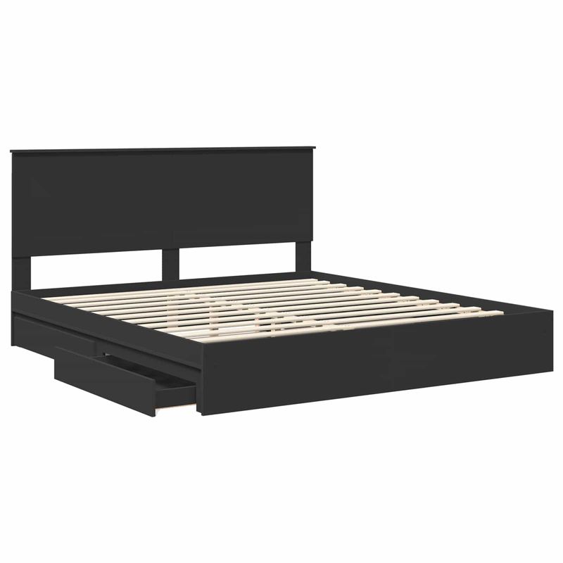 Casa si Gradina - Mobilier - Paturi si accesorii - Paturi - Cadru de pat cu sertar Manual Negru 180 x 200 cm Lemn compozit - Infinity.ro