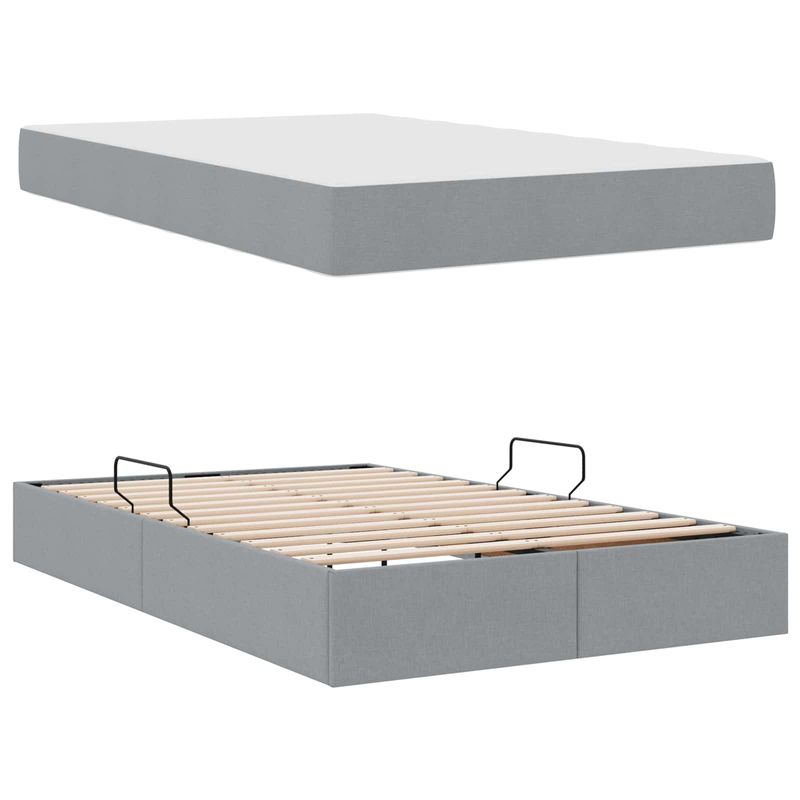Casa si Gradina - Mobilier - Paturi si accesorii - Paturi - Pat cu saltea si spatiu de depozitare Gri deschis 120 x 190 cm - Infinity.ro