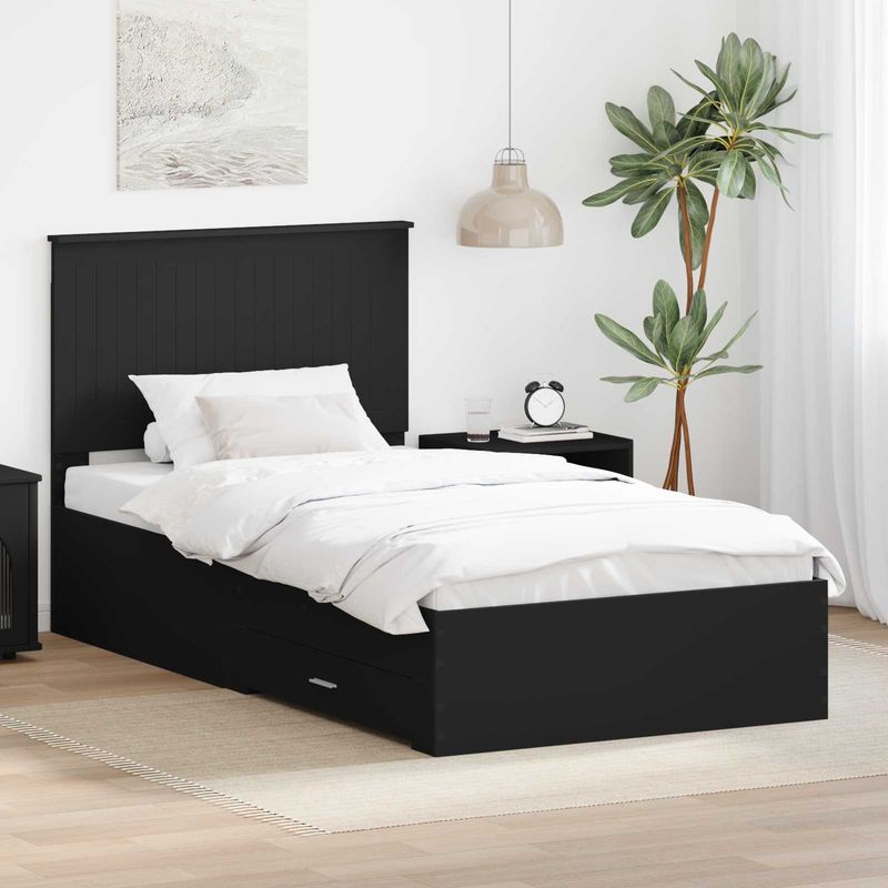 Casa si Gradina - Mobilier - Paturi si accesorii - Paturi - Cadru de pat Negru si argintiu 100 x 200 cm Lemn compozit - Infinity.ro