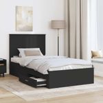 Casa si Gradina - Mobilier - Paturi si accesorii - Paturi - Cadru de pat Negru si argintiu 100 x 200 cm Lemn compozit - Infinity.ro