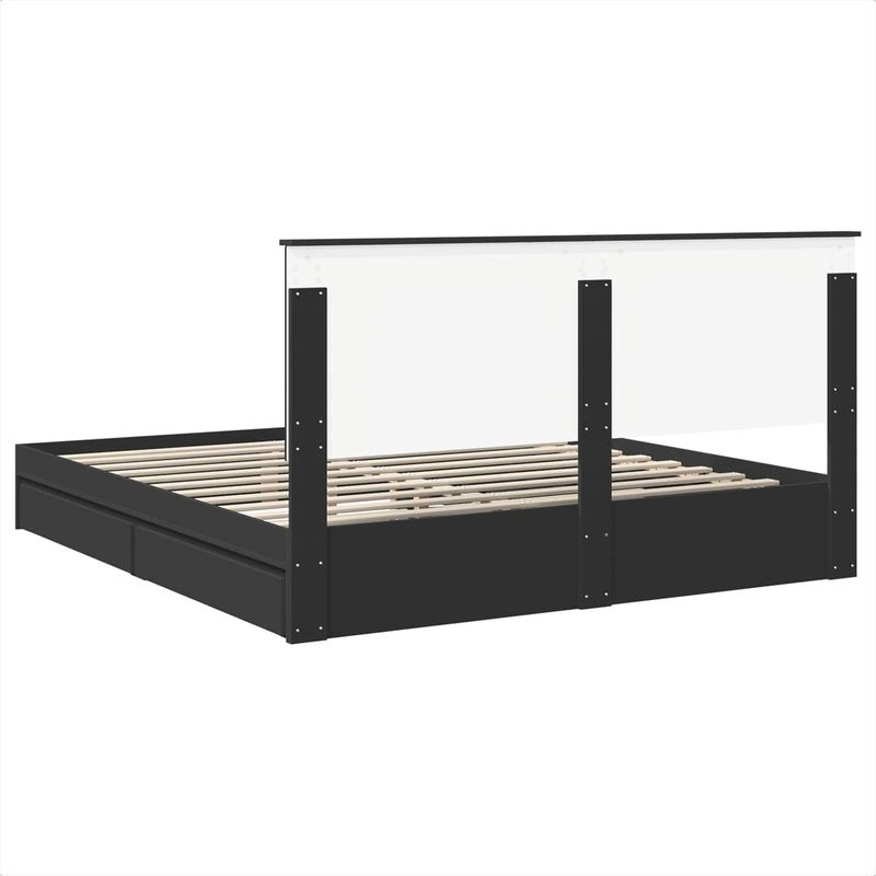 Casa si Gradina - Mobilier - Paturi si accesorii - Paturi - Cadru de pat cu sertar Manual Negru 180 x 200 cm Lemn compozit - Infinity.ro
