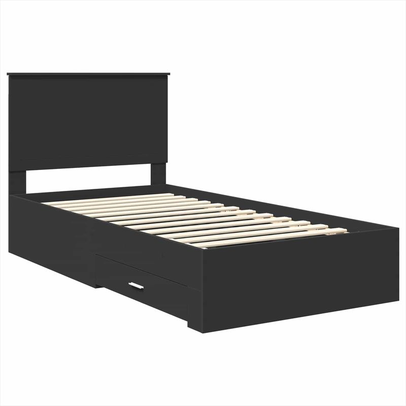 Casa si Gradina - Mobilier - Paturi si accesorii - Paturi - Cadru de pat Negru si argintiu 100 x 200 cm Lemn compozit - Infinity.ro