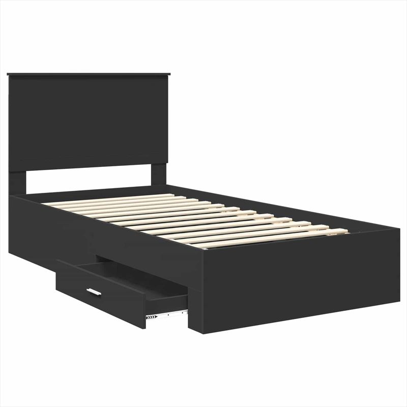 Casa si Gradina - Mobilier - Paturi si accesorii - Paturi - Cadru de pat Negru si argintiu 100 x 200 cm Lemn compozit - Infinity.ro