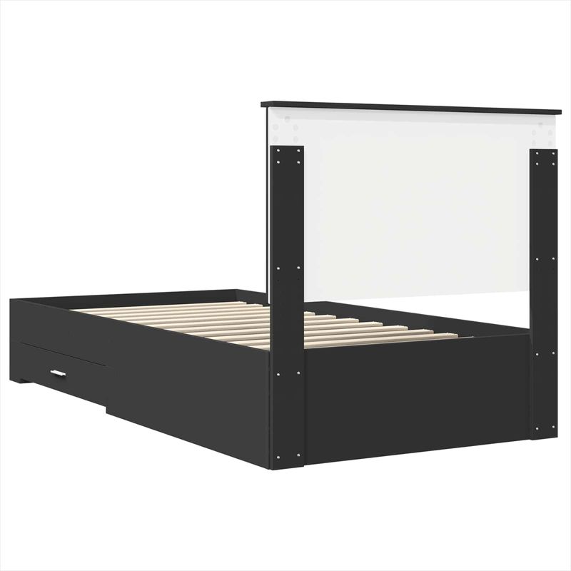 Casa si Gradina - Mobilier - Paturi si accesorii - Paturi - Cadru de pat Negru si argintiu 100 x 200 cm Lemn compozit - Infinity.ro