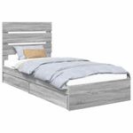 Casa si Gradina - Mobilier - Paturi si accesorii - Paturi - Pat cu storage cu sertar Gri Sonoma 90 x 190 cm Lemn compozit - Infinity.ro