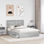 Casa si Gradina - Mobilier - Paturi si accesorii - Paturi - Pat cu storage cu sertar Gri Sonoma 140 x 200 cm Lemn compozit - Infinity.ro