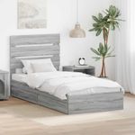 Casa si Gradina - Mobilier - Paturi si accesorii - Paturi - Pat cu storage cu sertar Gri Sonoma 90 x 190 cm Lemn compozit - Infinity.ro