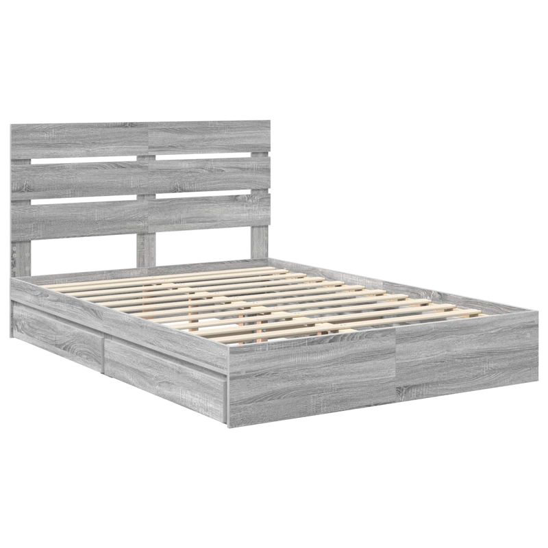 Casa si Gradina - Mobilier - Paturi si accesorii - Paturi - Pat cu storage cu sertar Gri Sonoma 140 x 200 cm Lemn compozit - Infinity.ro