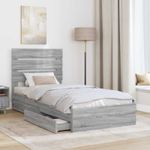 Casa si Gradina - Mobilier - Paturi si accesorii - Paturi - Pat cu storage cu sertar Gri Sonoma 90 x 190 cm Lemn compozit - Infinity.ro